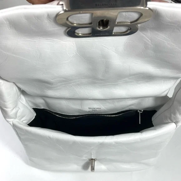 Balenciaga Small Monaco Leather Shoulder Bag Optic White NEW 7878962AA3Z - Picture 14 of 17